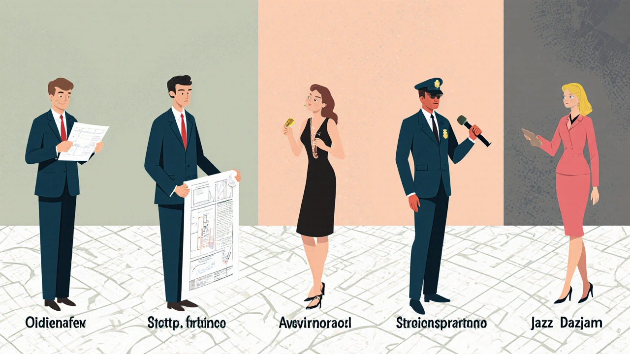 Five anthropomorphic muscle relaxants in mid-century style, each representing a different medication with unique traits.