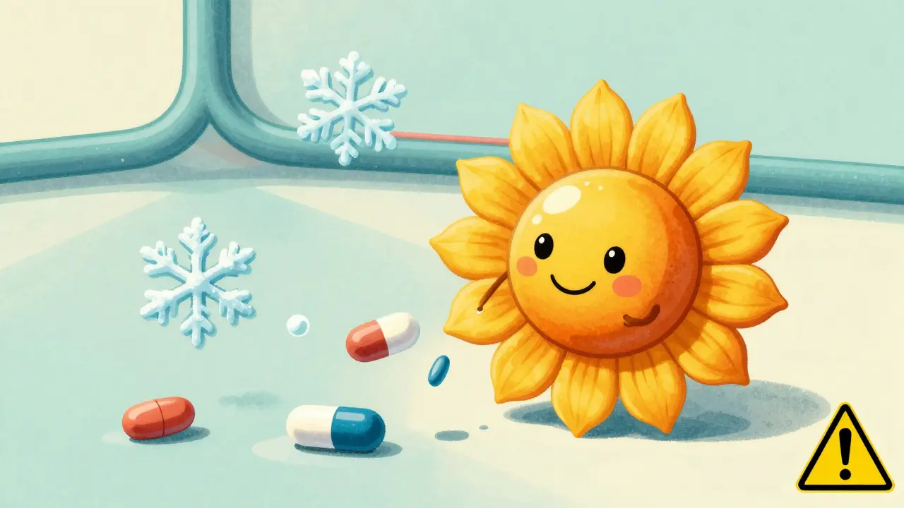 A platelet losing serotonin petals as an SSRI drains it, with anticoagulants nearby in a simplified blood vessel background.