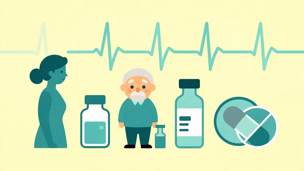 Abstract icons of risk factors for QT prolongation in patients