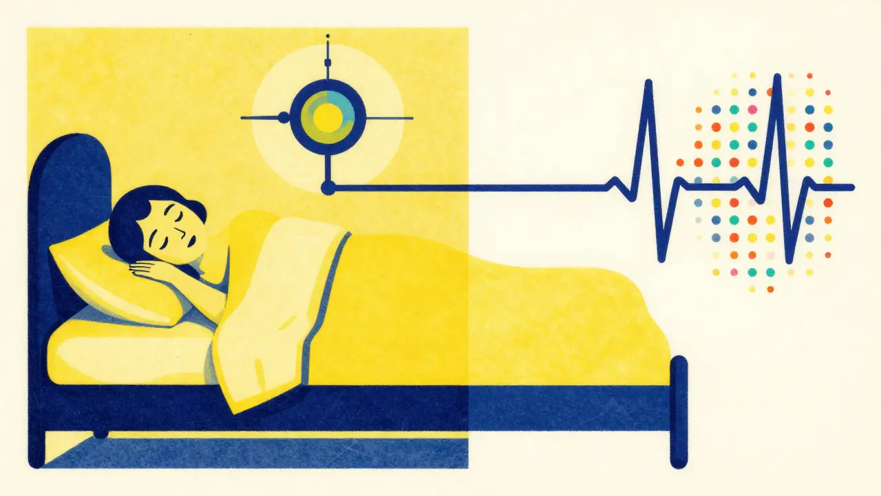 Abstract illustration of sleep cycles and heart rate data patterns.